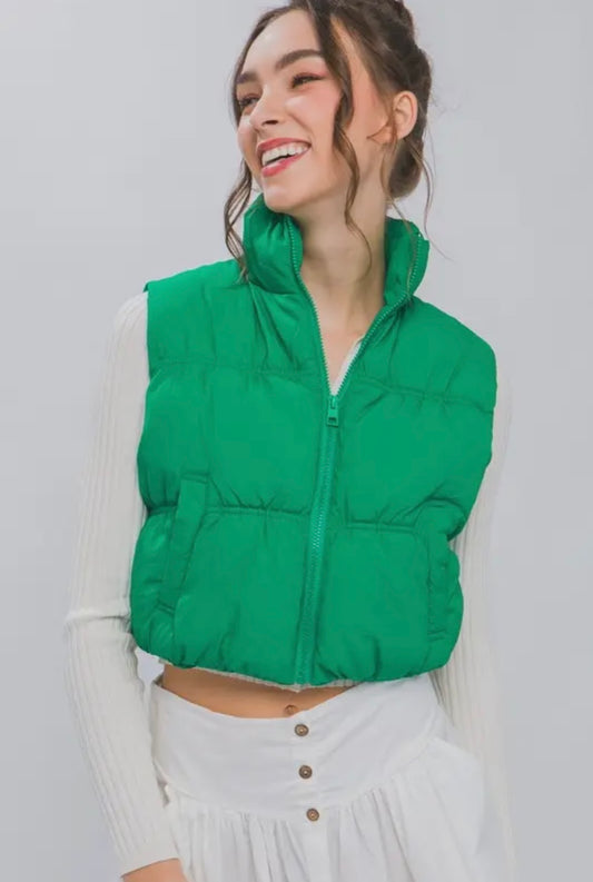 Kelly Green Puffer Vest